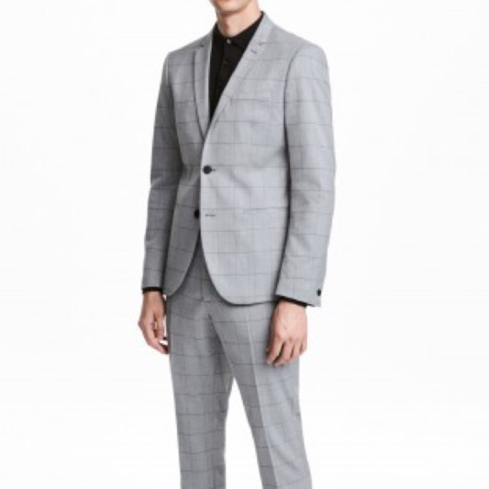 Men's Gray/Checked Suit